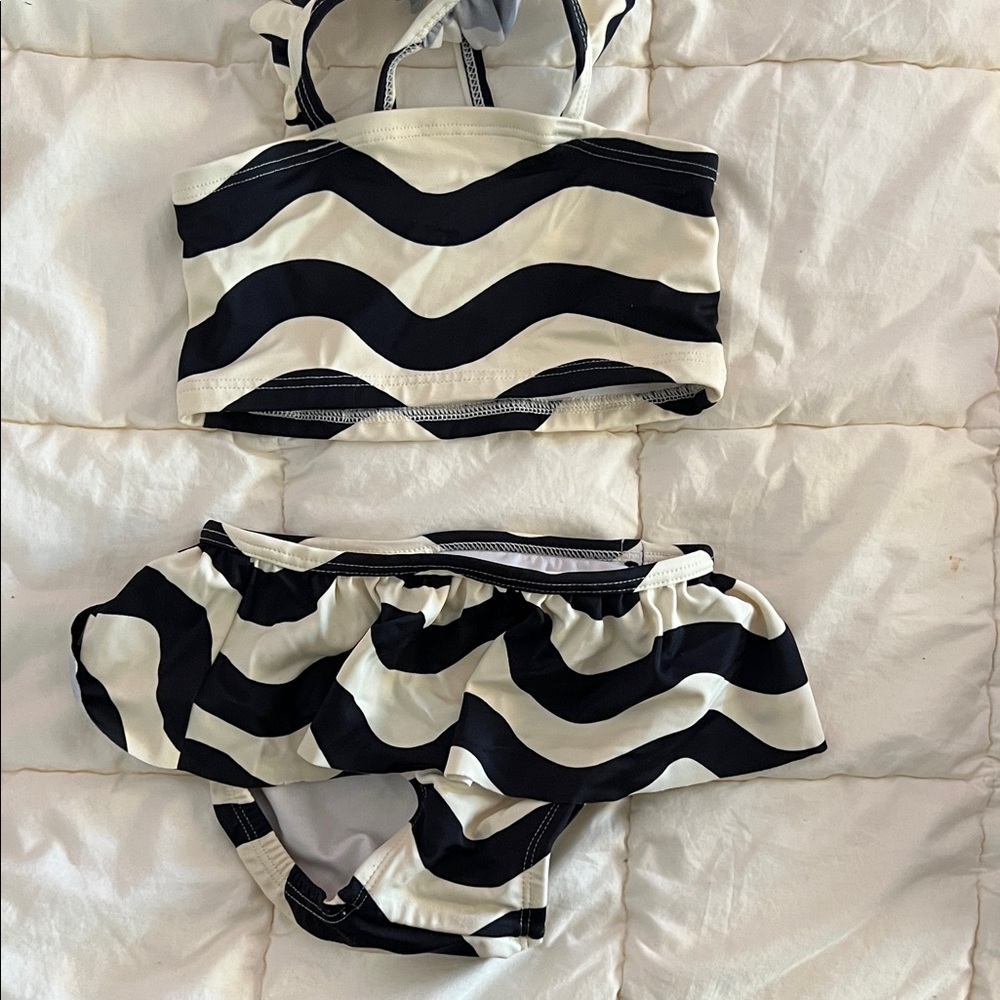 Hanna Andersson Black & White Wave Print Swim Set, 2T